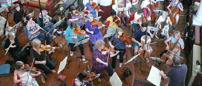 Orchestra playing in Gloucester's Shopping Centre