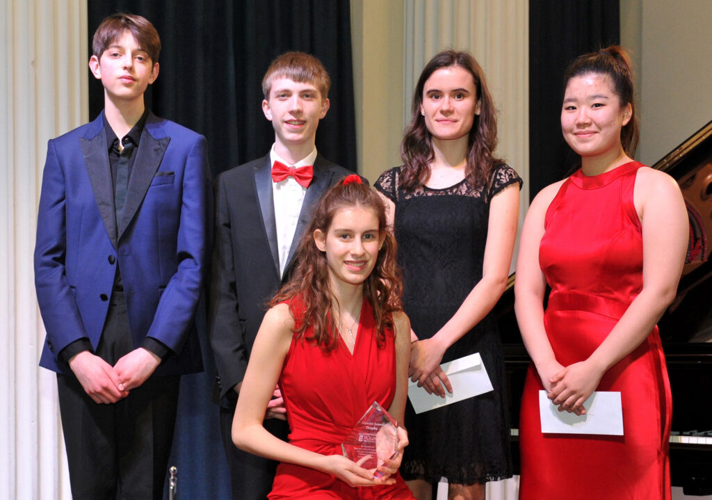 GYM 2020 finalists, Audience Prize winner Edwin Ward, Aaron Le Maistre, Darcy Beck (seated), Bethany Loader and Souny Park